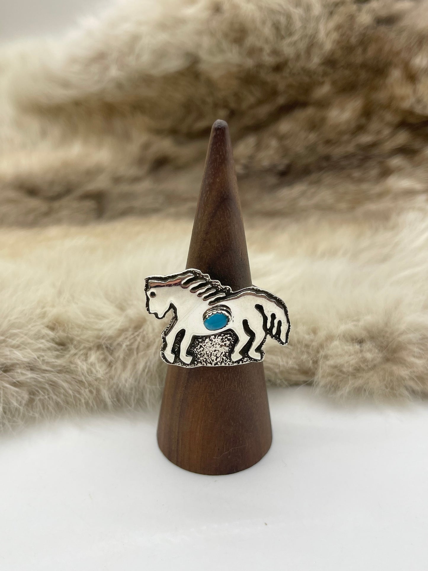3 Piece Horse Set with Sleeping Beauty Turquoise by Marie Jackson, Navajo