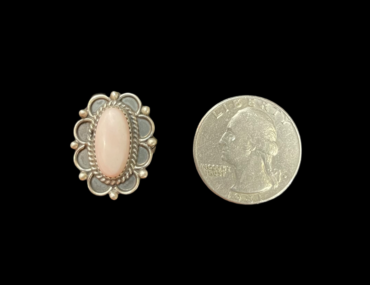 Oval Pink Conch Shell Ring