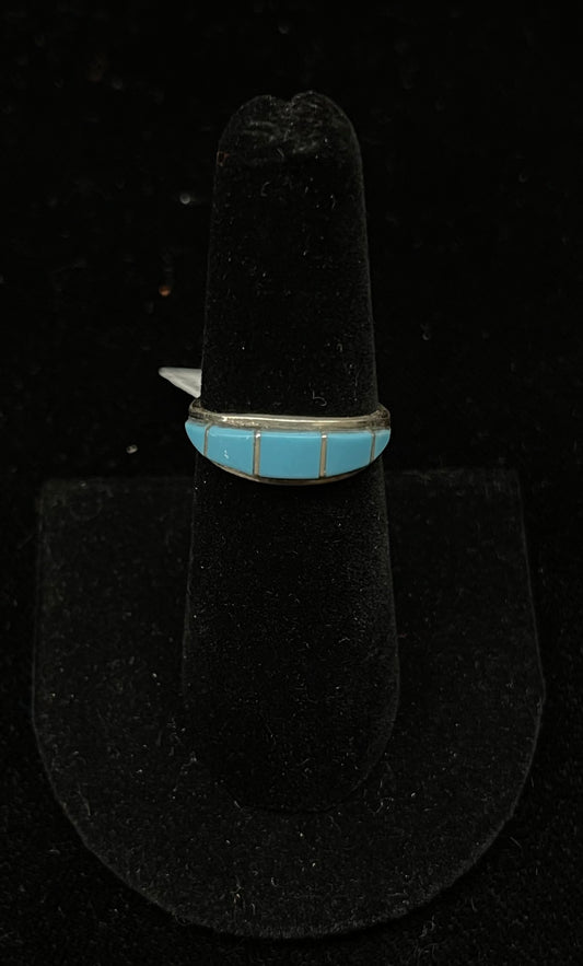 Turquoise Inlay Rings by Tammie Qualo, Zuni