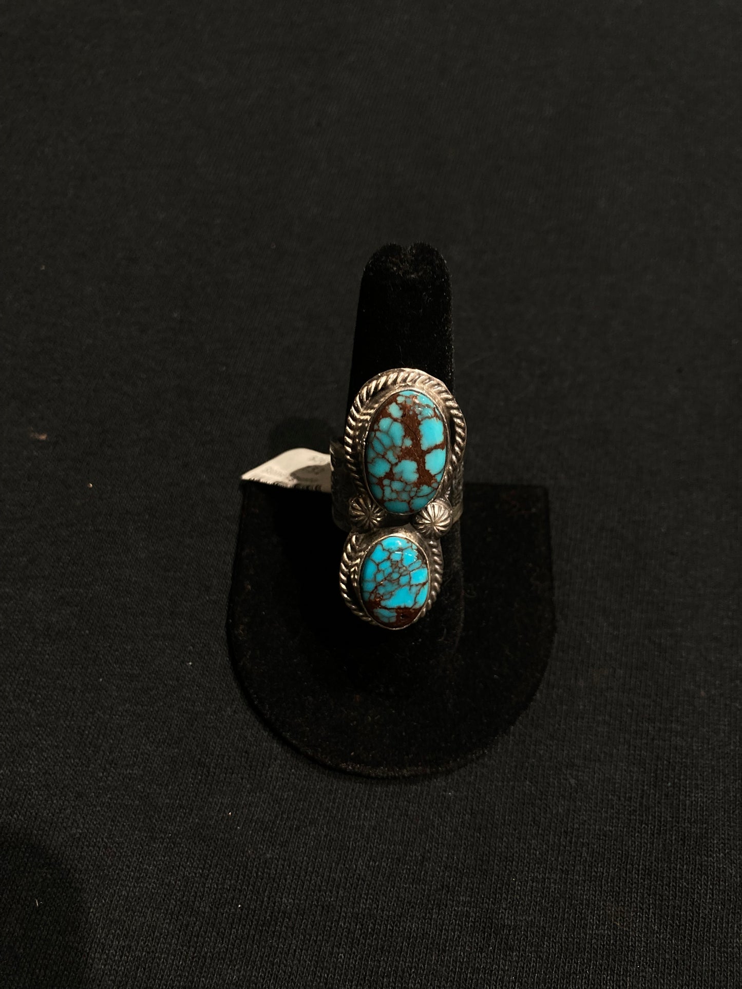 8.0 2 Stone Egyptian Turquoise Ring by Boyd Ashley, Navajo