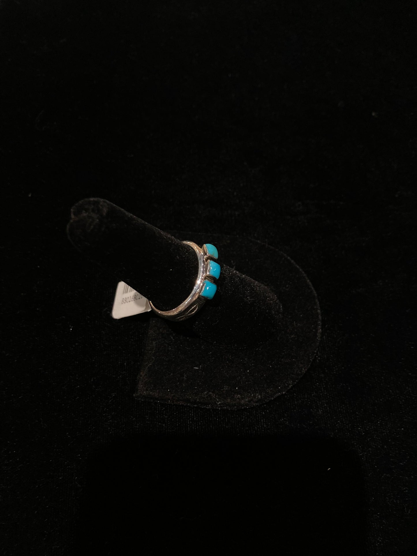 8.0 3 Stone Square Turquoise Ring by Adrienne Gordon, Navajo