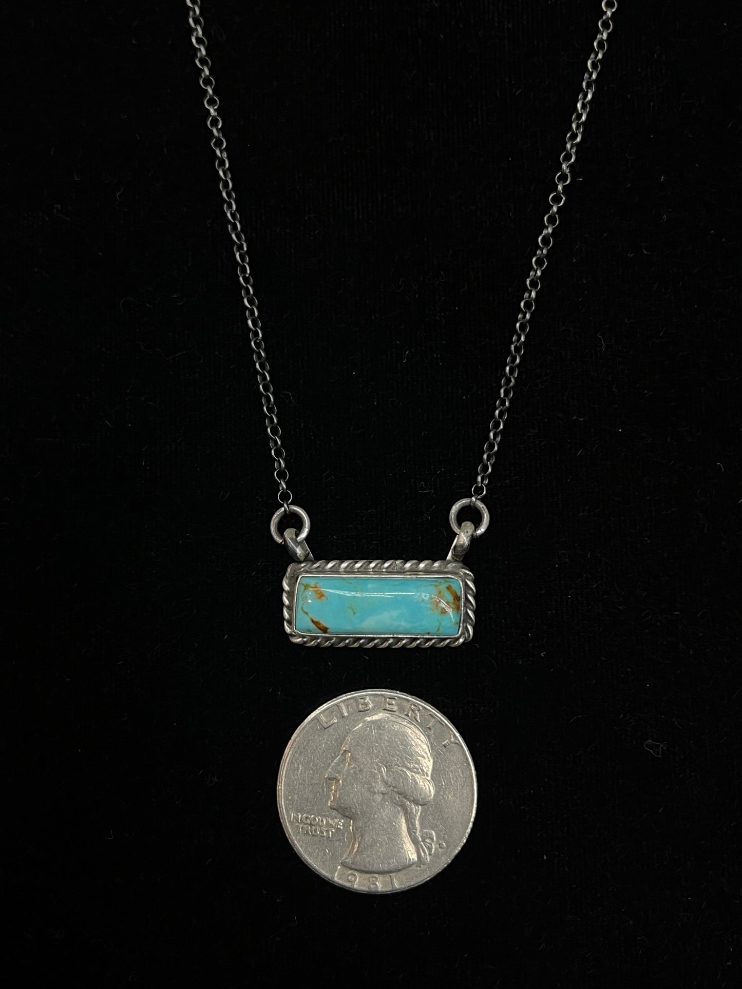 16" Turquoise Bar Necklace by Marie Jones, Navajo