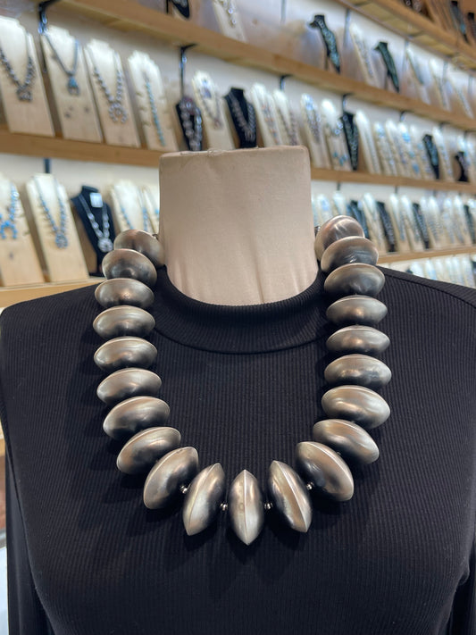22” +3” Extender 35.5MM Handmade Navajo Pearls by Crystal Haley, Navajo