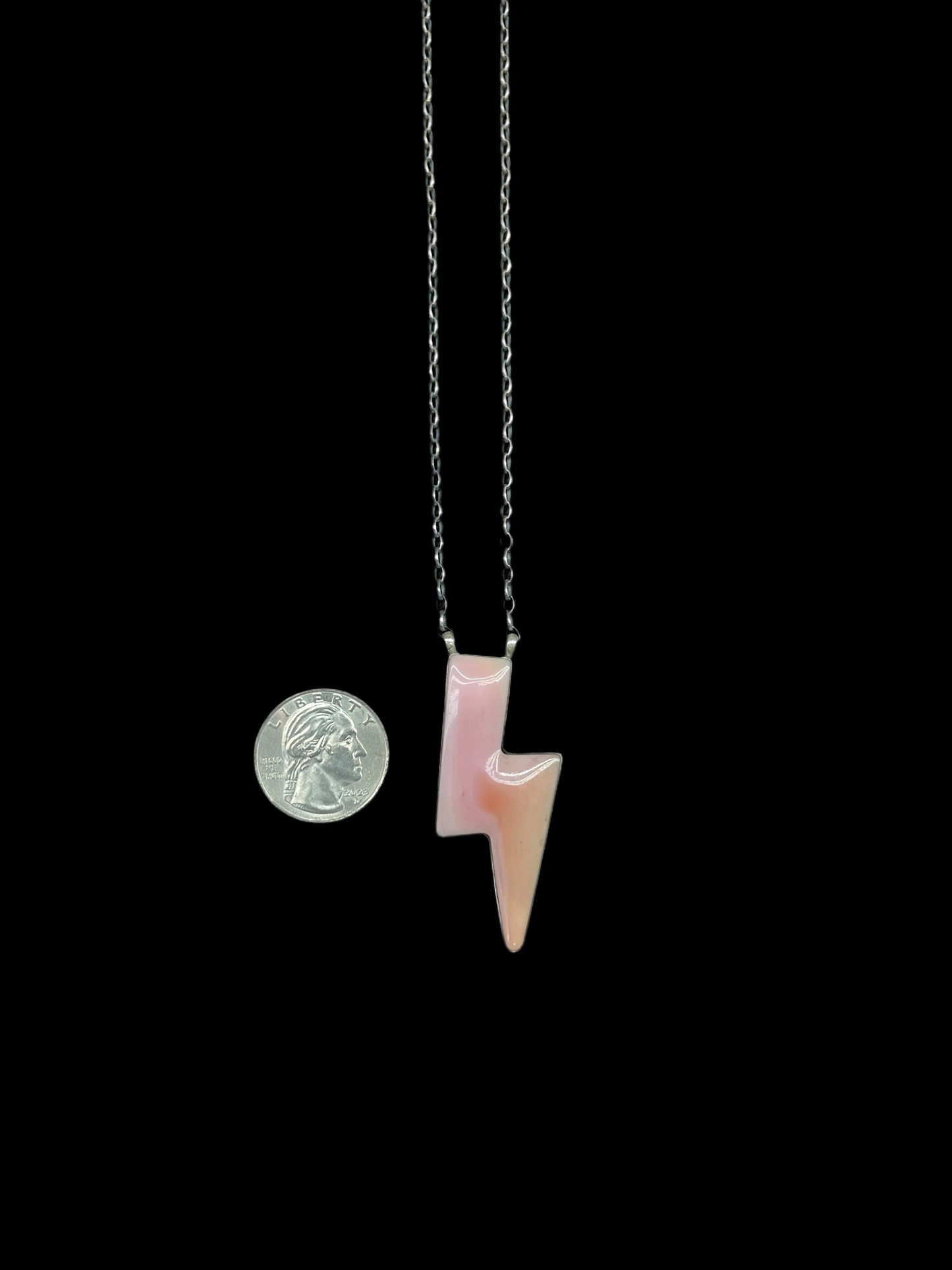 16" Pink Conch Shell Lightning Bolt Necklace by Donovan Skeets, Navajo