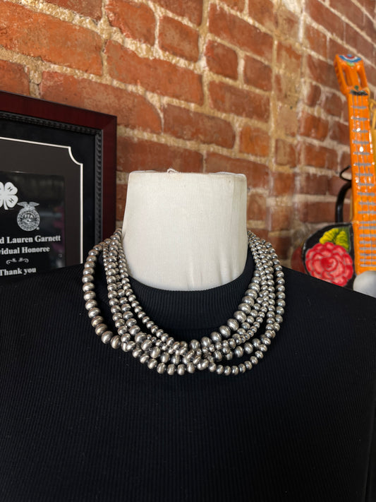 18" 5 Strand 5mm-9mm Handmade Navajo Pearls Necklace by Jan Mariano, Navajo