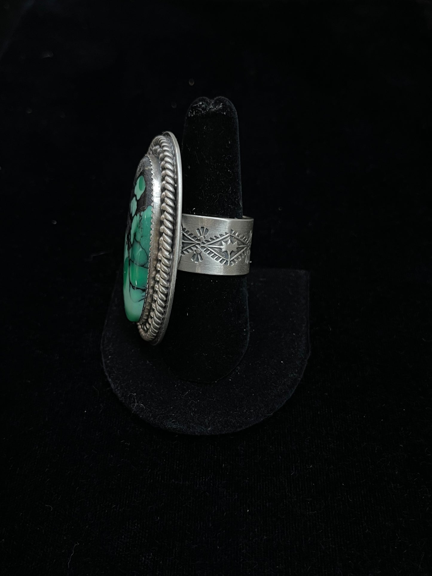 Adjustable Emerald Rose Turquoise Ring by J. Piaso Jr. ,Navajo