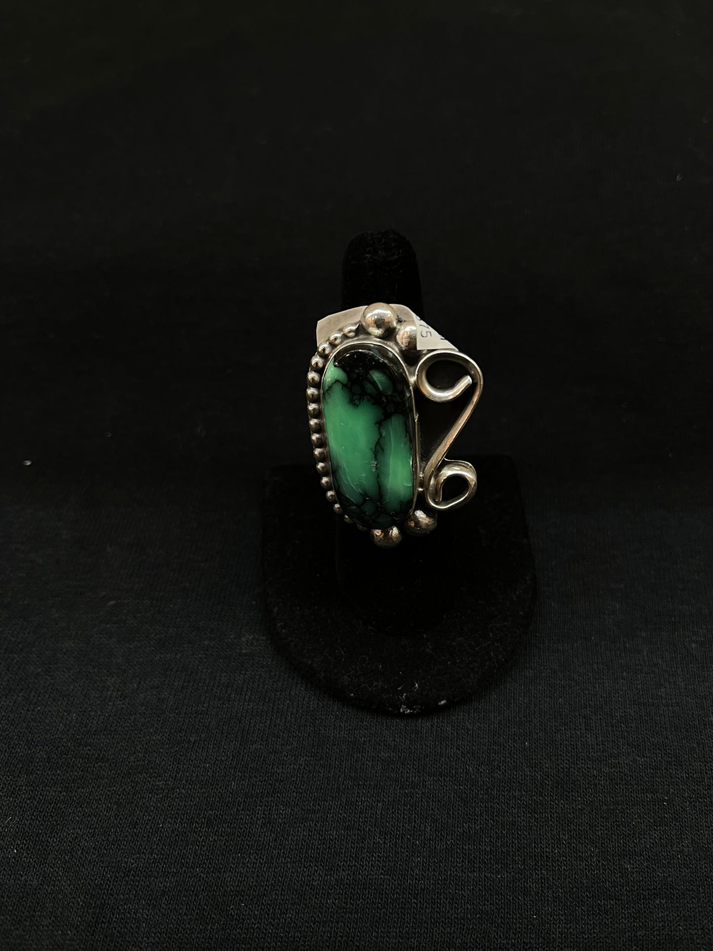 Adjustable Emerald Rose Turquoise Oval Ring by Zia