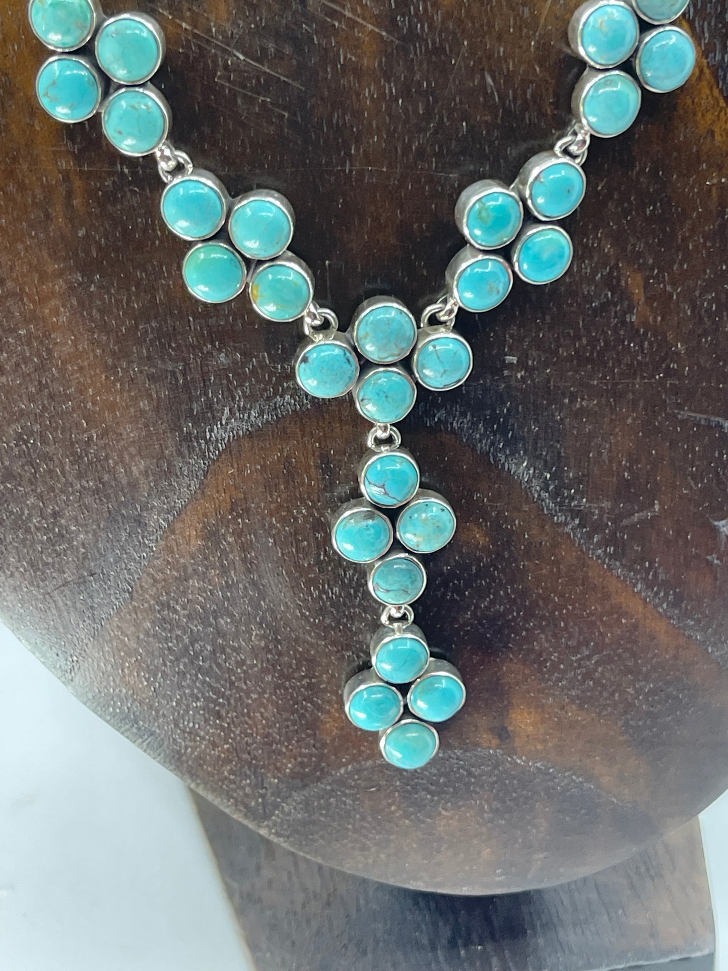 28" 60 Stone Turquoise Cluster Lariat Necklace