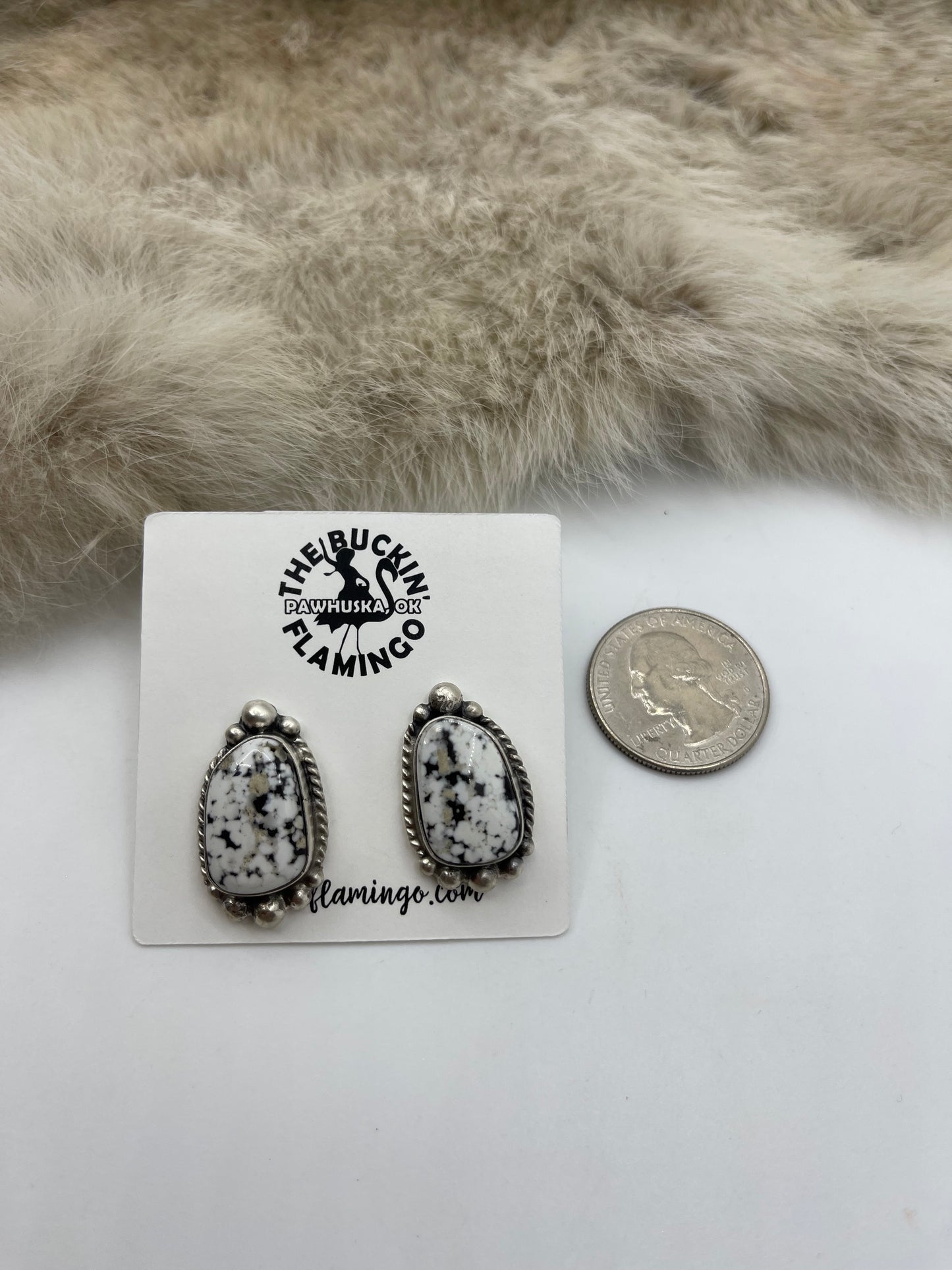 26" White Buffalo Naja Necklace & Earring Set by Elouise Kee, Navajo