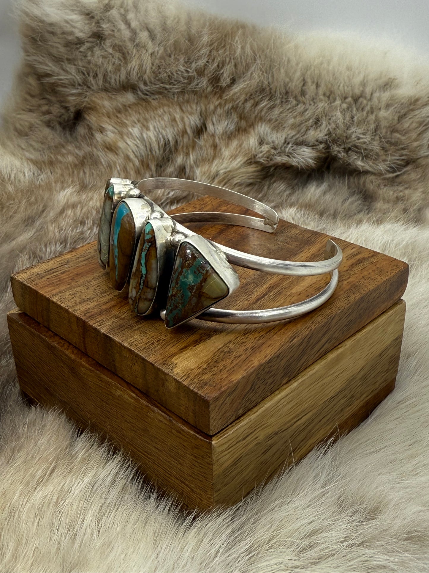 5 Stone Boulder Turquoise Cuff by Augustine Largo, Navajo