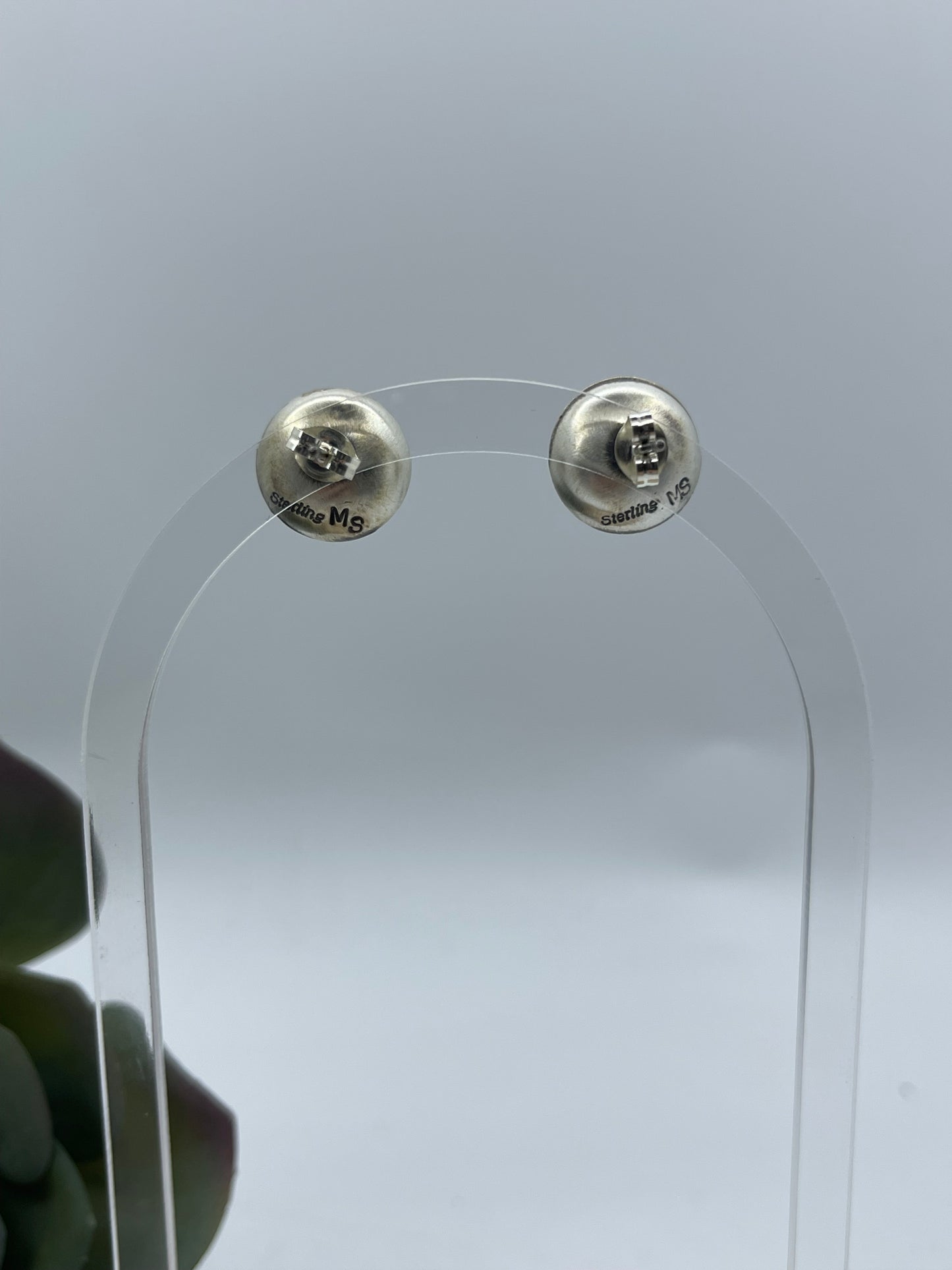 14mm Handmade Navajo Pearl Post Earrings by Monica Smith, Navajo