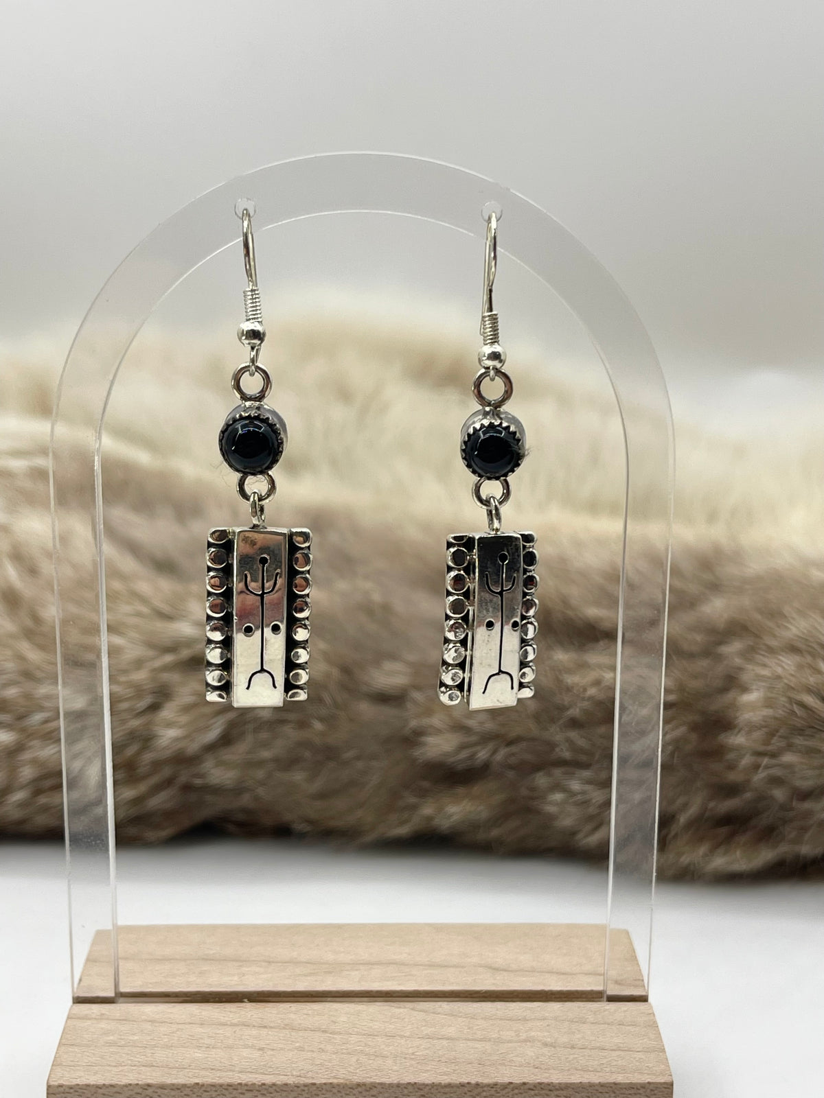 Black Spiny Earrings by Sandra Parkett, Navajo