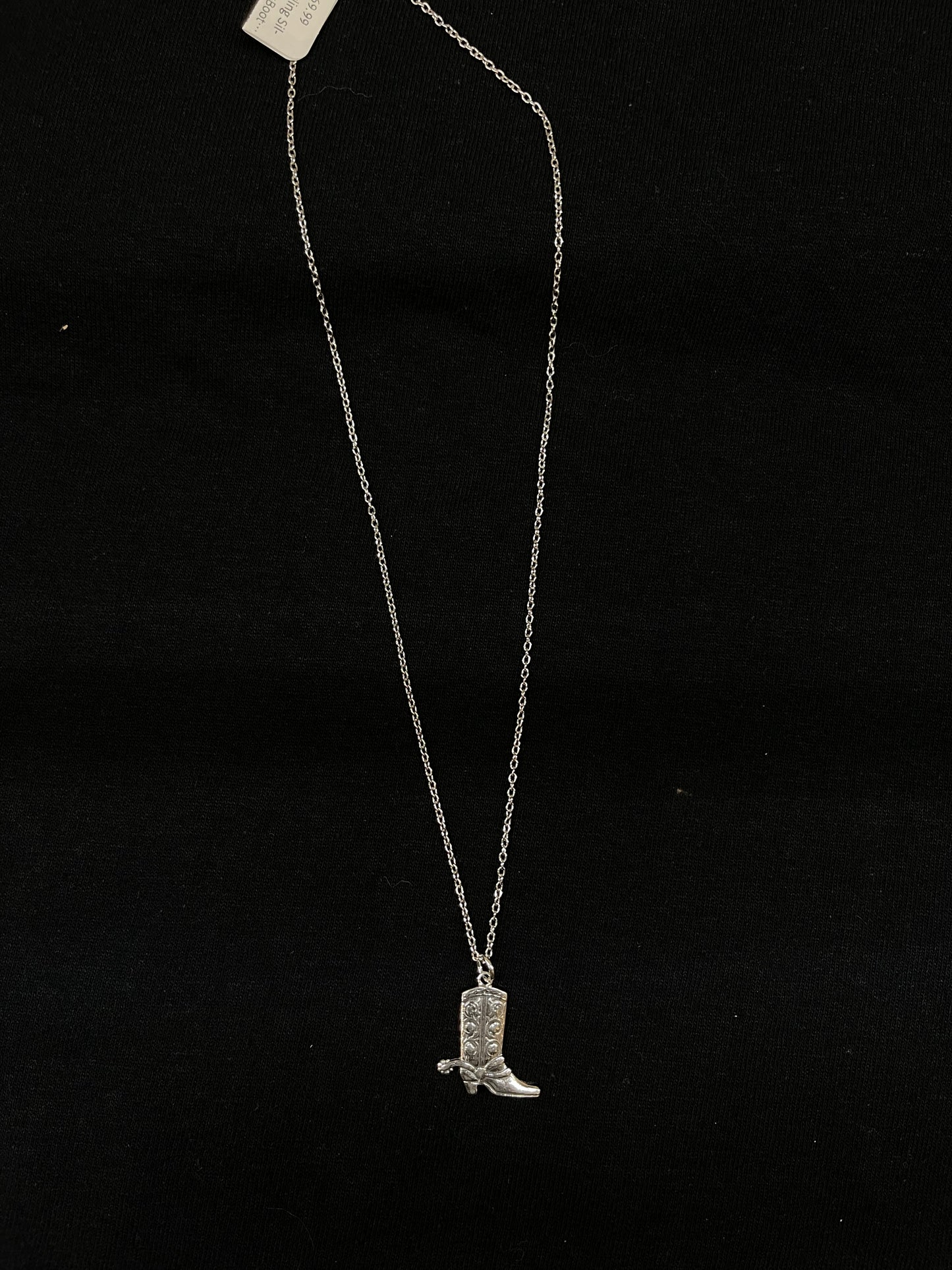 18" Sterling Silver Cowboy Boot Necklace