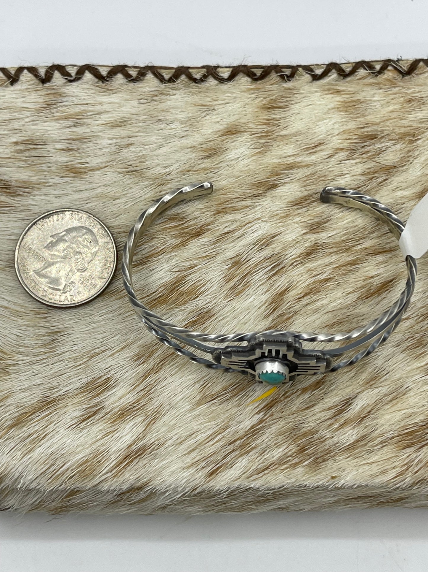 5 3/4”-7 3/4” Turquoise Zia Symbol Cuff by Robert Martinez, Navajo