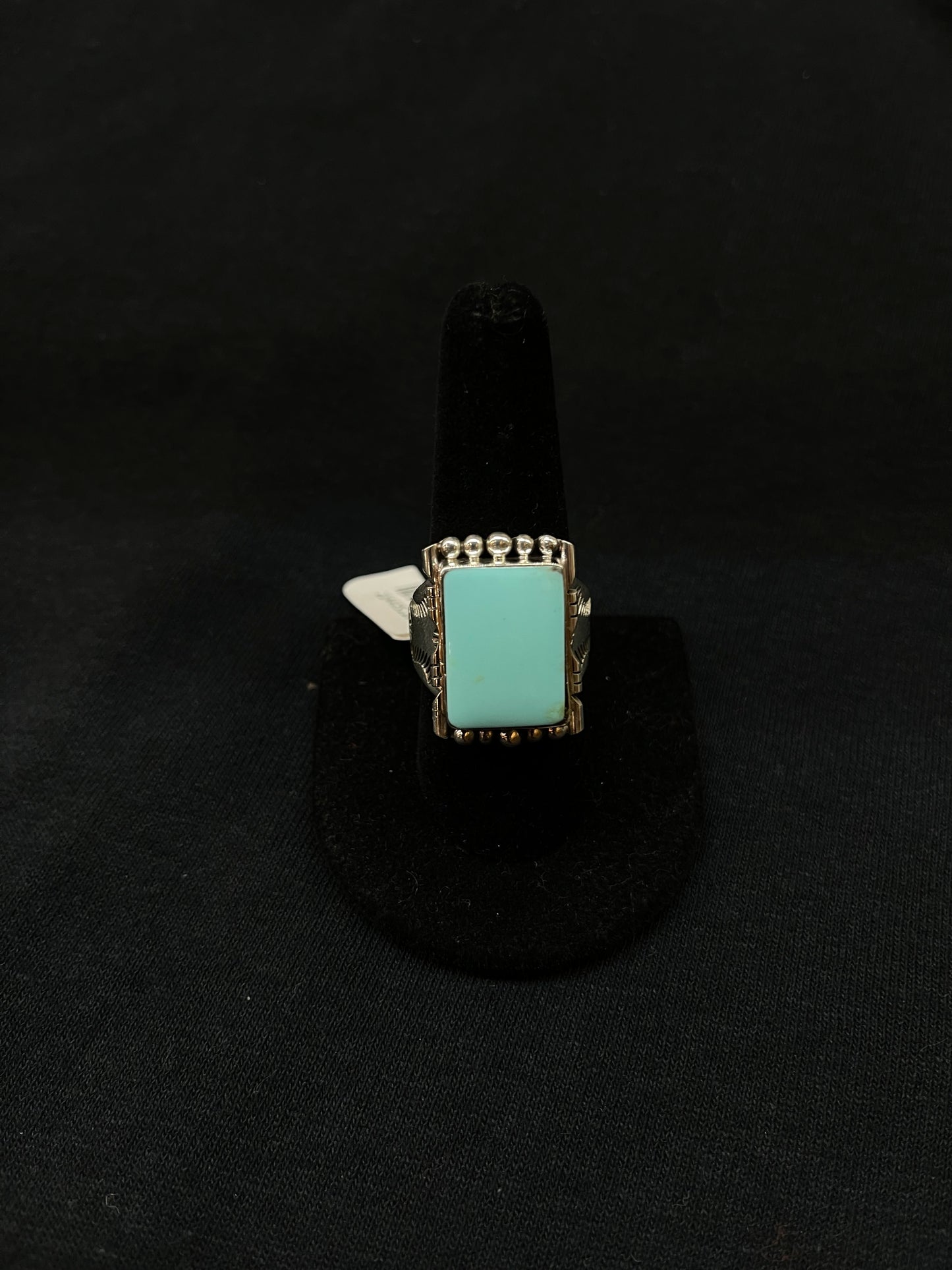 10.0 Kingman Turquoise Rectangle Ring by Phyllis A. Smith, Navajo