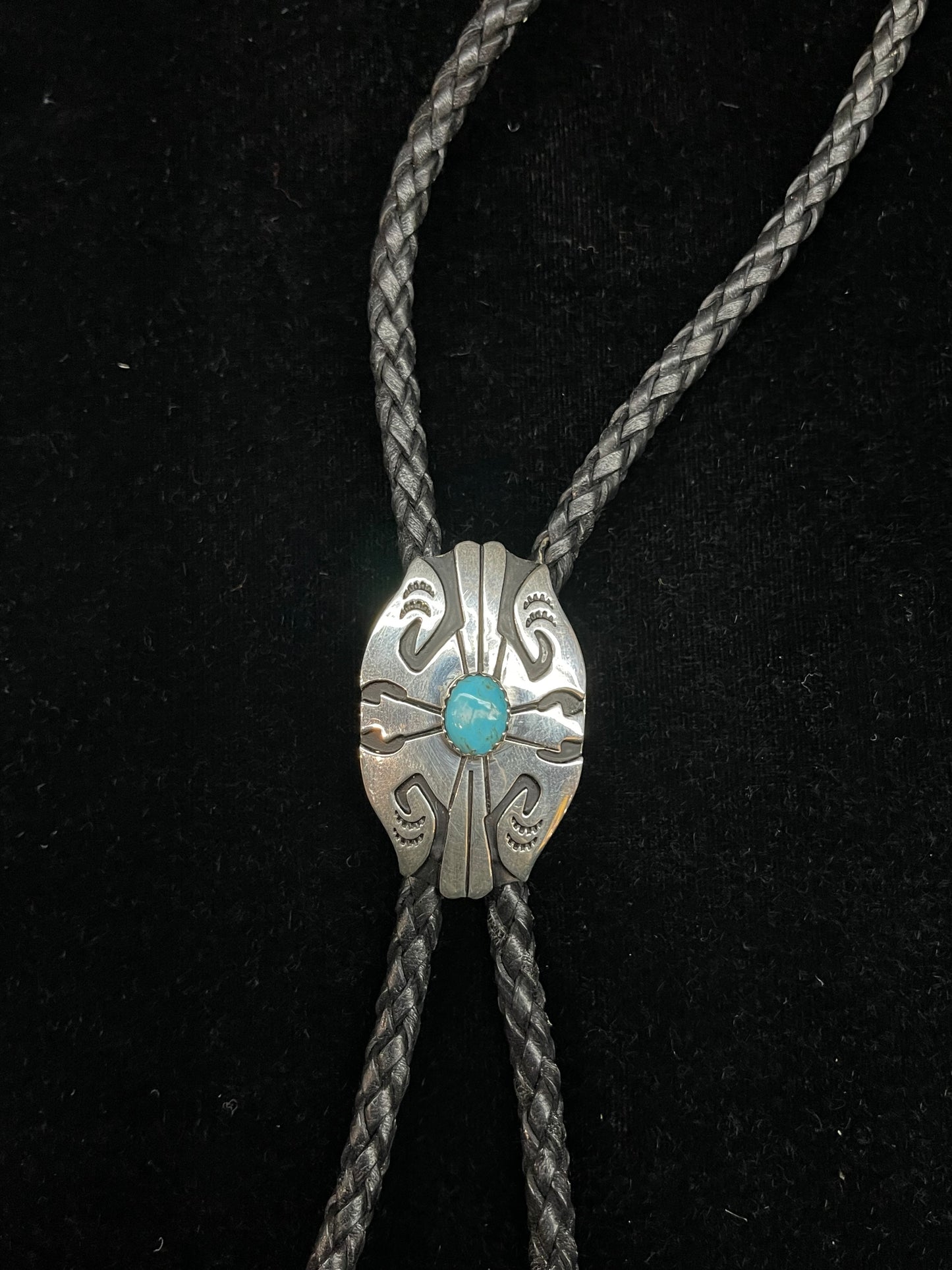 Turquoise and Sterling Silver Bolo Tie by Tommy and Rose Singer, Navajo