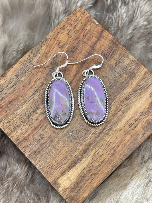 Purple Desert Phosphosiderite Earrings by Joelias Draper, Navajo