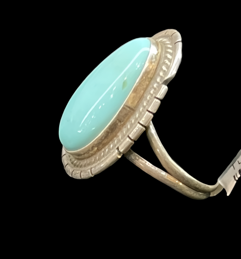 6.5 Kingman Turquoise Ring by Peggy Skeets, Navajo