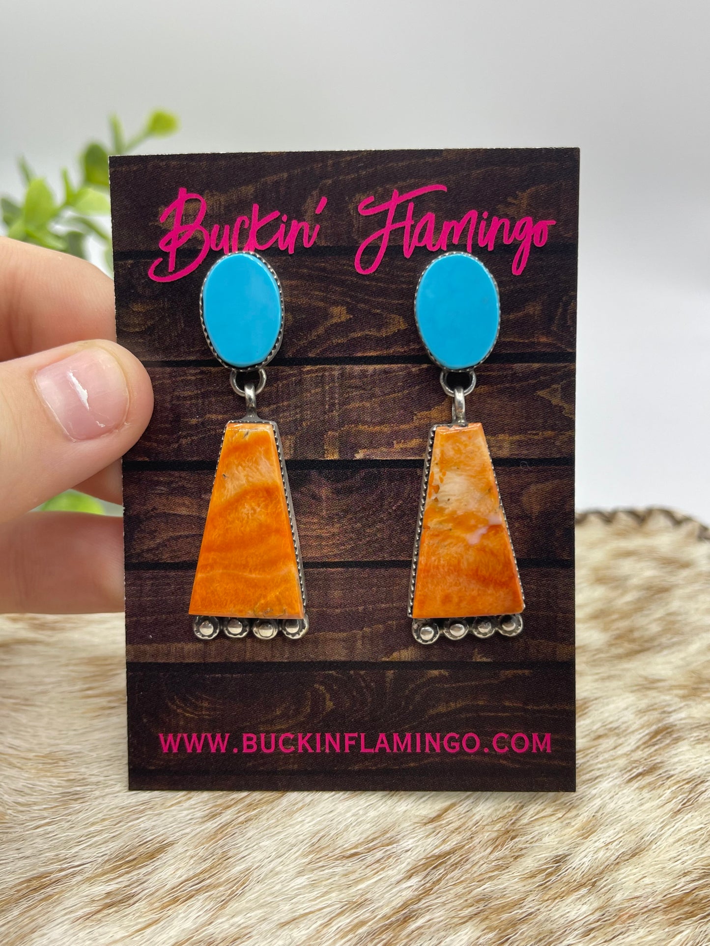2 Stone Earrings by Selina Warner, Navajo