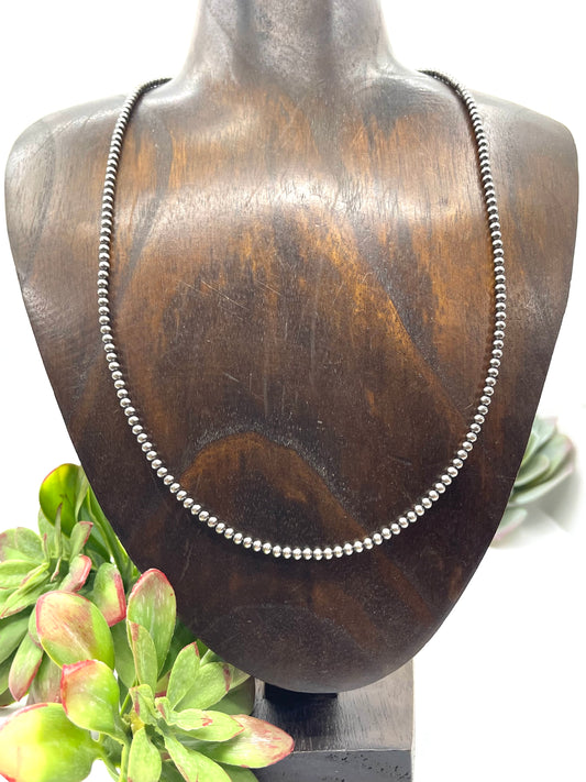 21" 3mm Navajo Style Pearl Necklace