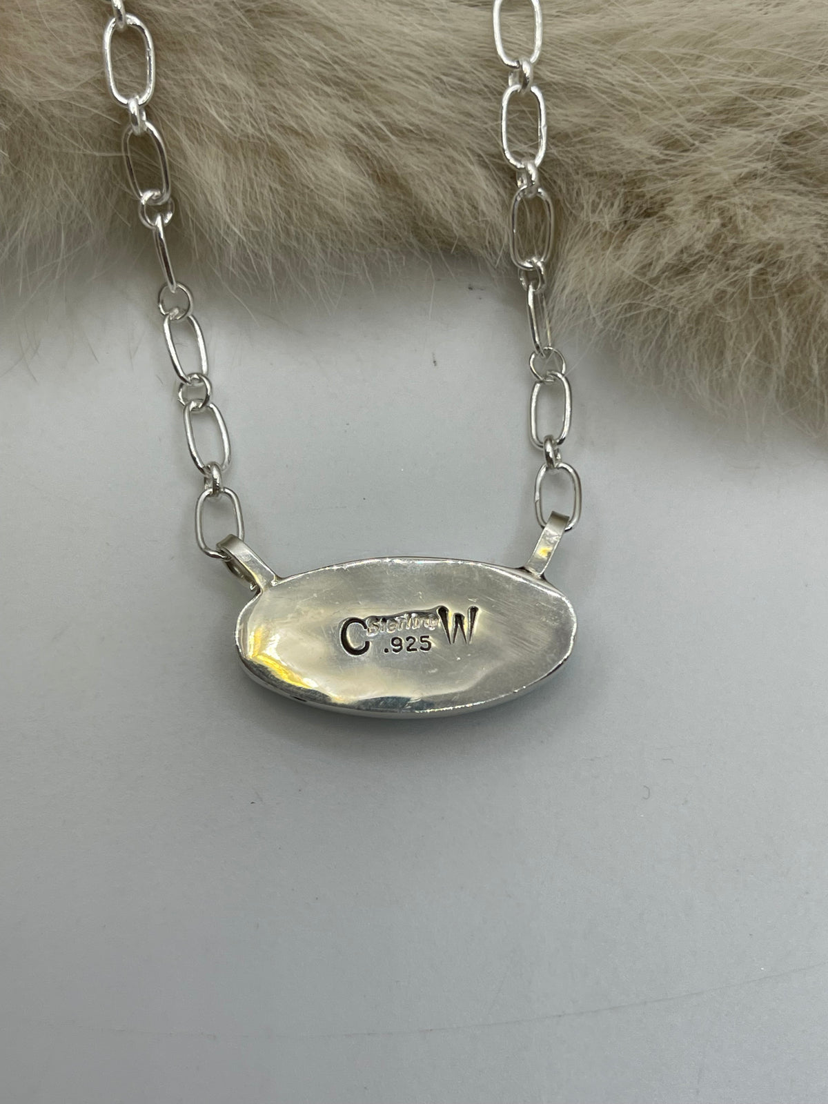 18" Turquoise & Silver Inlay Necklace by Charleston Willie, Navajo
