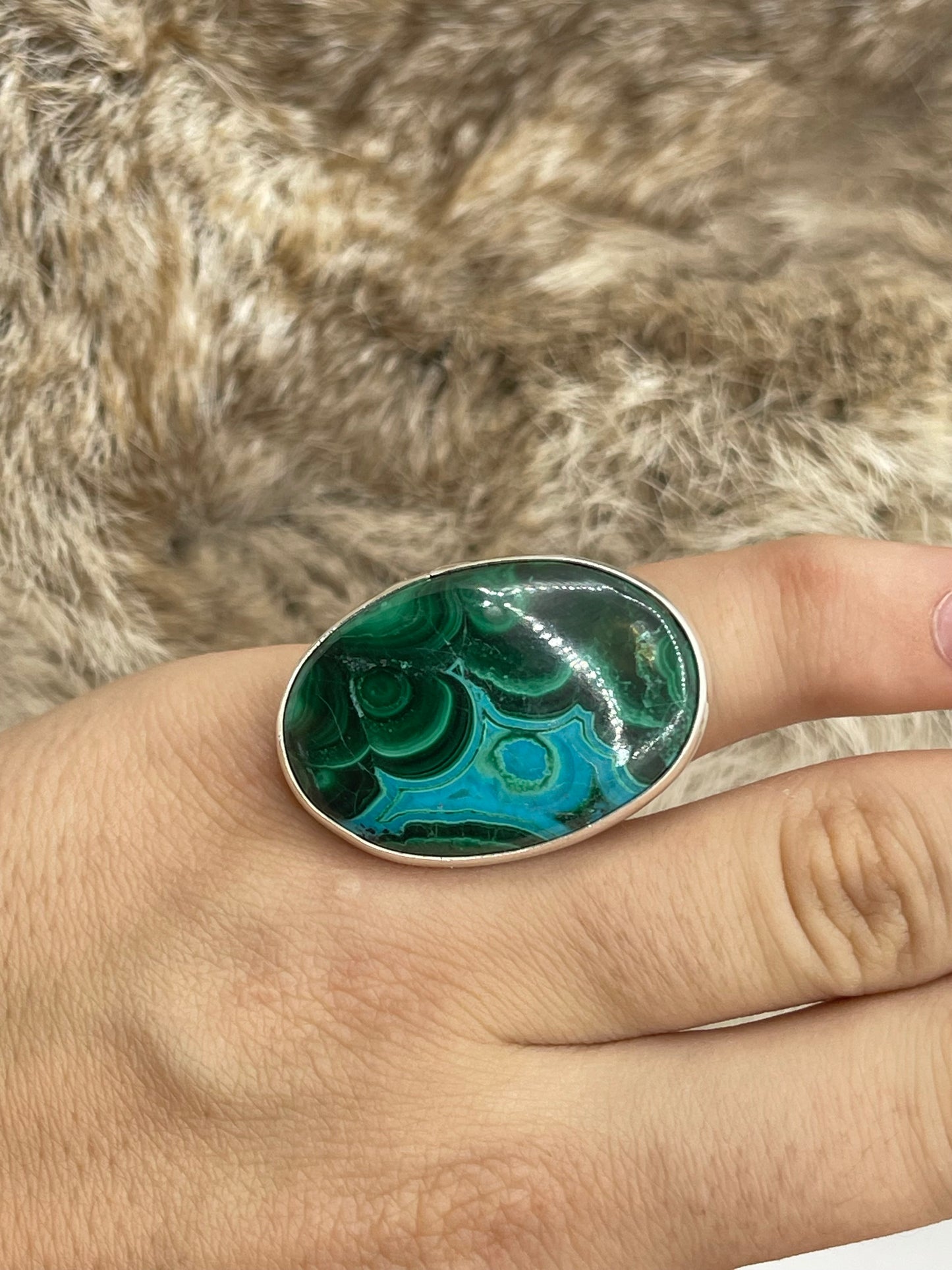 6.5 Chrysocolla Ring by Lawrence Willie, Navajo