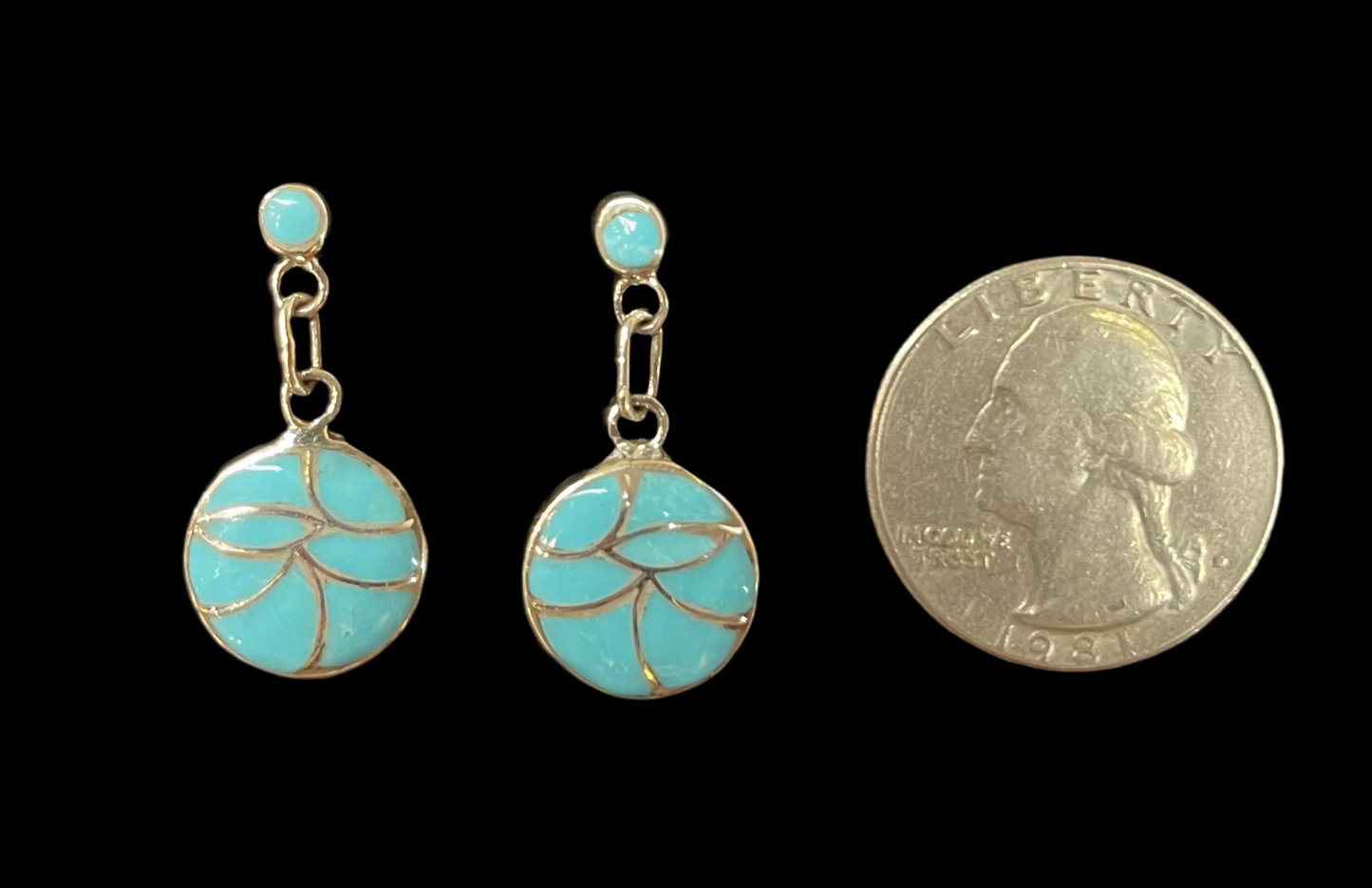 Fish Scale Inlay Post Dangles by Orena Leekya, Zuni