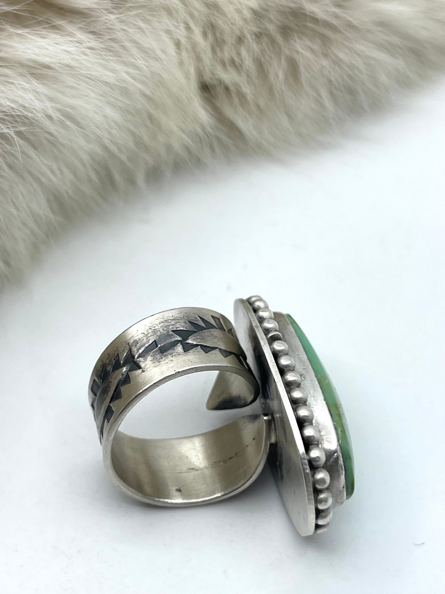 Adjustable Kingman Turquoise Ring by Phil Nez, Navajo