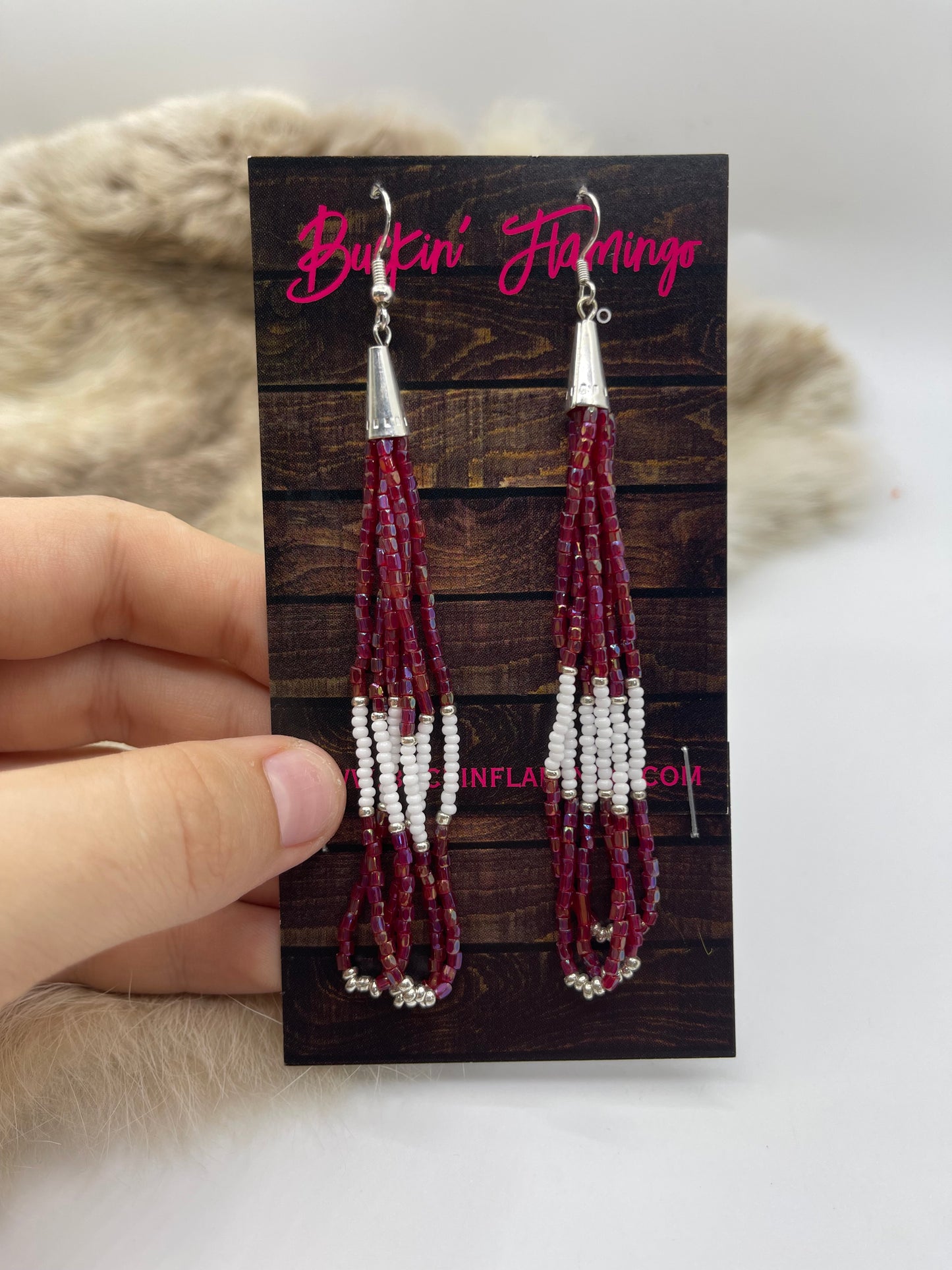 Red Dangle Earrings by Lillian & Vernon Steele, Apache