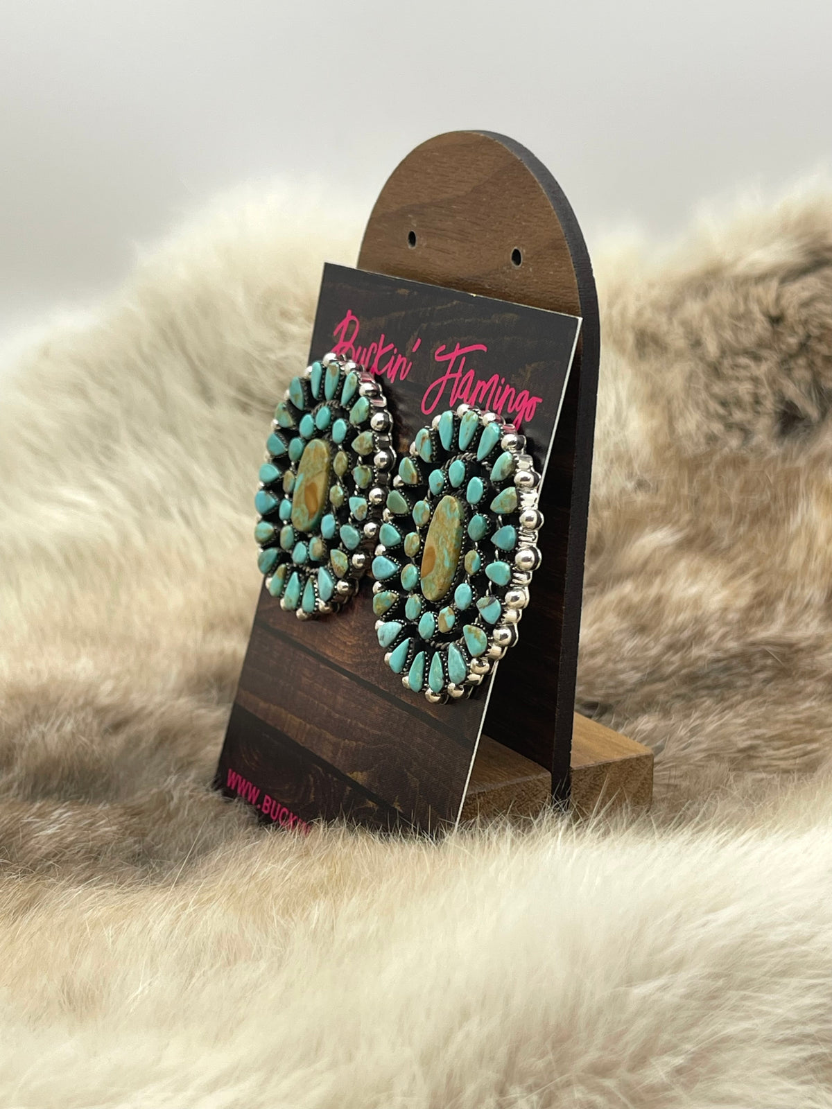 Turquoise Cluster Earrings by Charlene Yazzie, Navajo