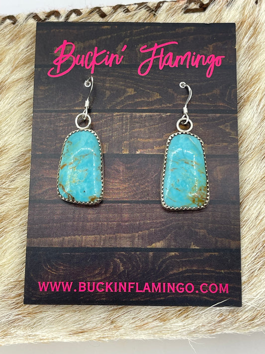 Turquoise Dangle Earrings by Hiram Largo, Navajo
