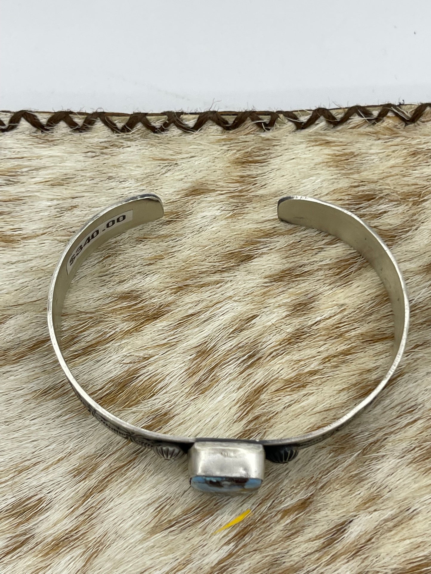 6”-8” Golden Hills Turquoise Stamped Cuff by Jeff Largo, Navajo