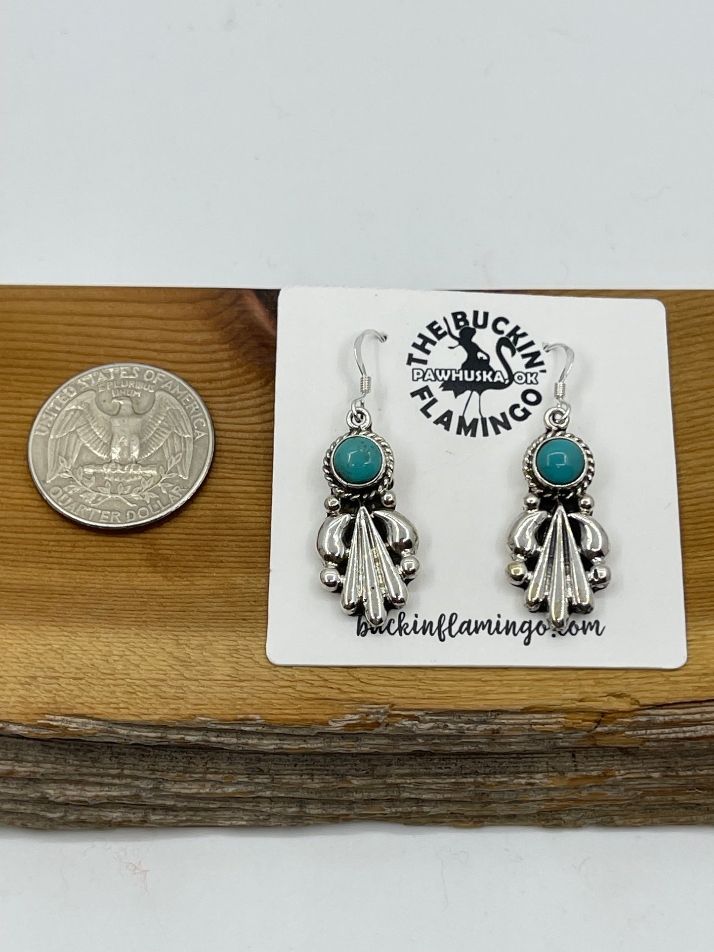 Sterling Silver and Turquoise Dangle Earrings by Verley Betone, Navajo