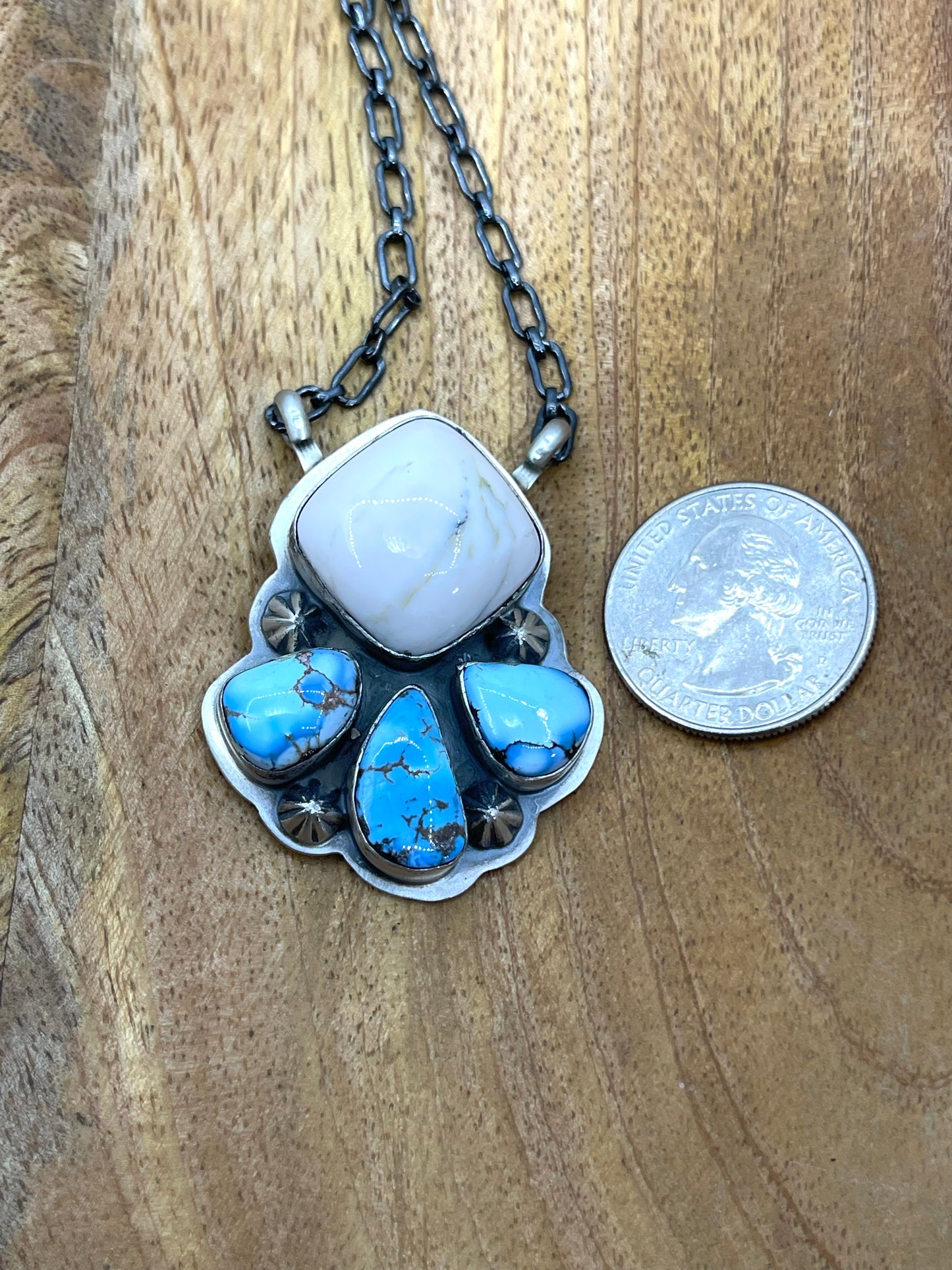 20" Golden Hills Turquoise & White Buffalo Necklace