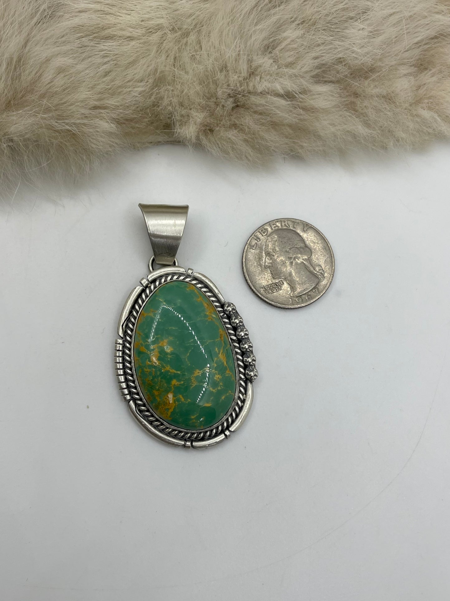8.4mm Bale Royston Turquoise Pendant by John Nelson, Navajo