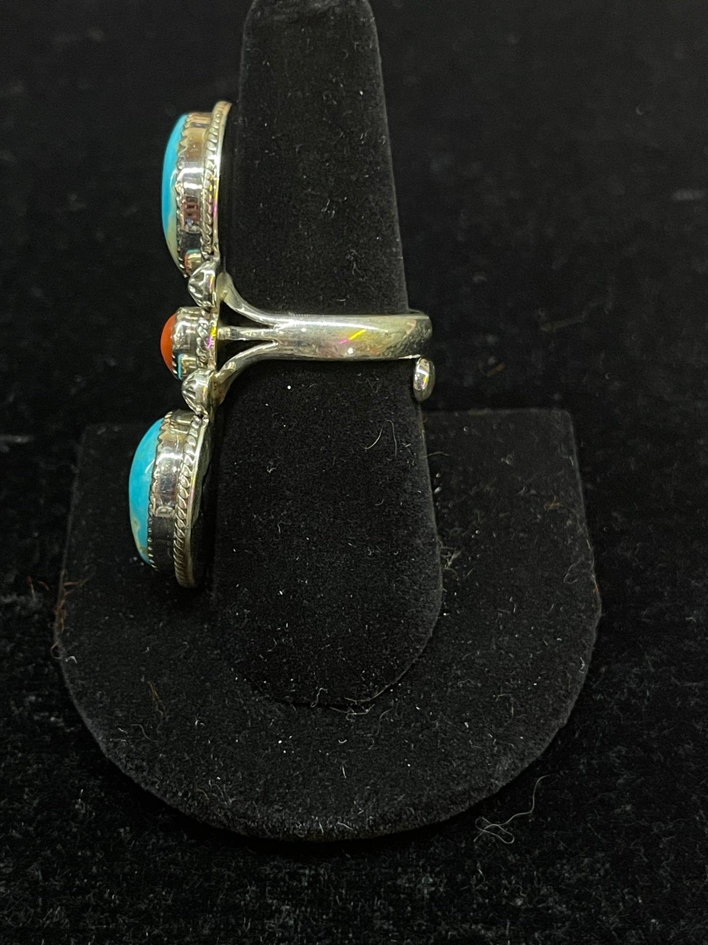 Cripple Creek Turquoise and Coral Ring
