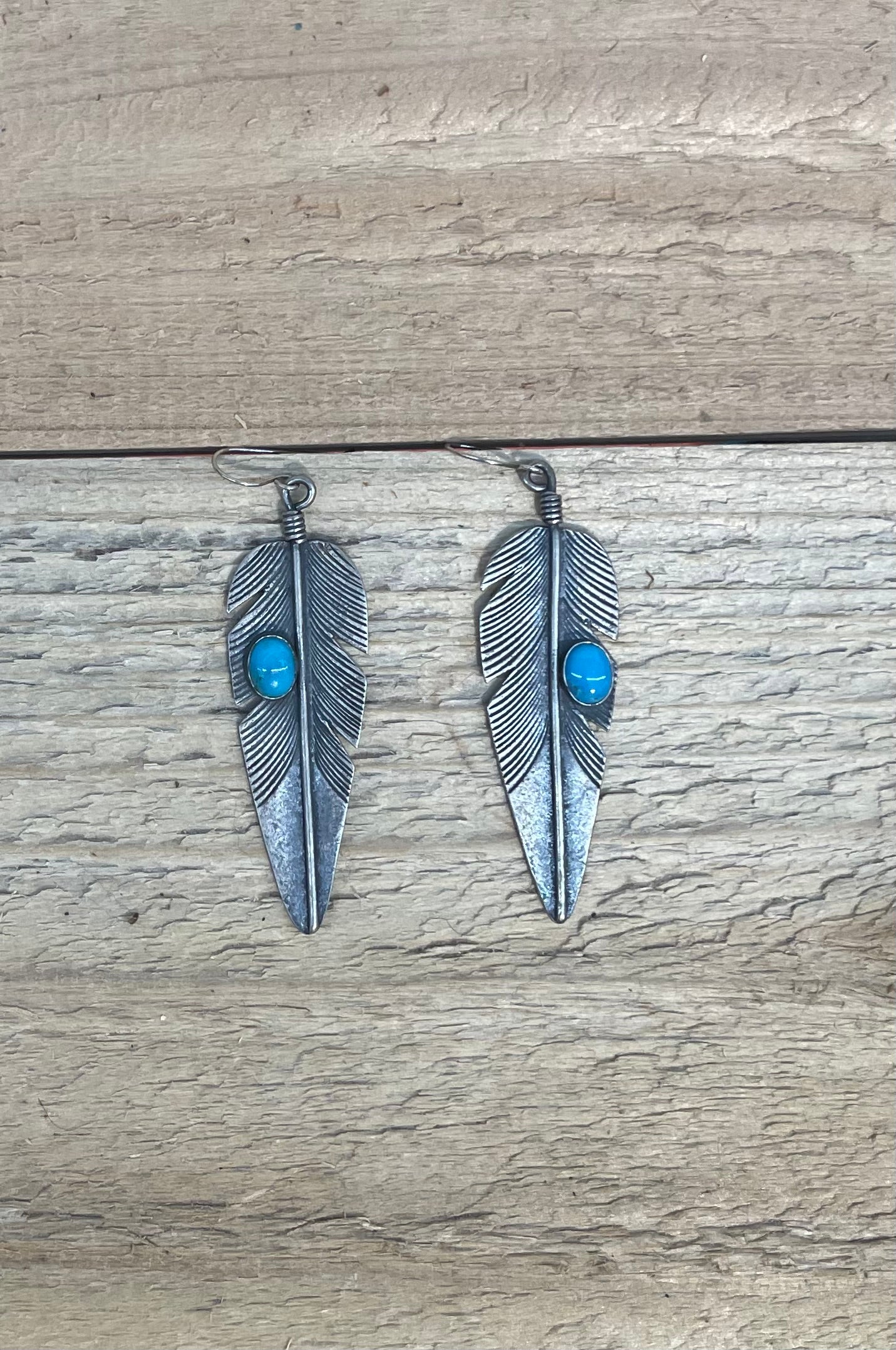 3" Feather Dangles with Sleeping Beauty Turquoise