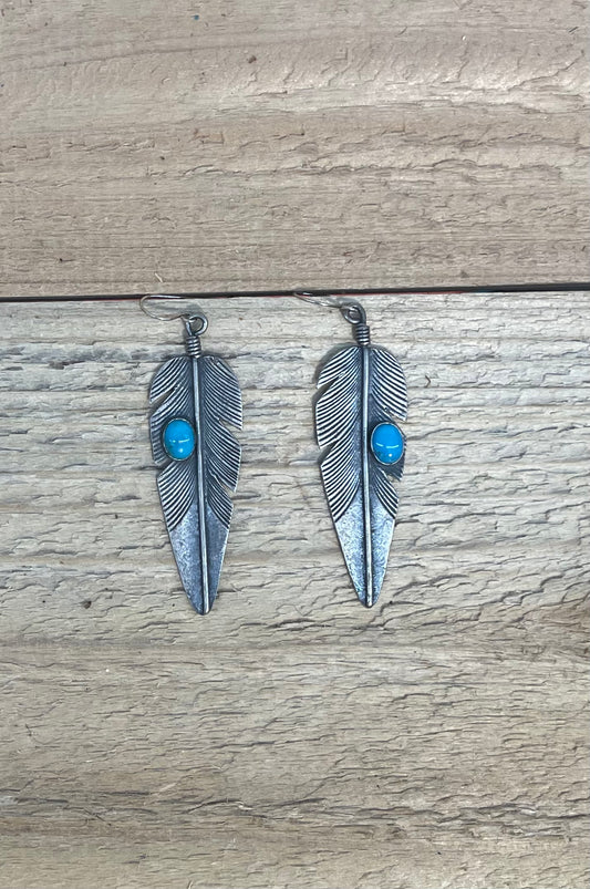 3" Feather Dangles with Sleeping Beauty Turquoise