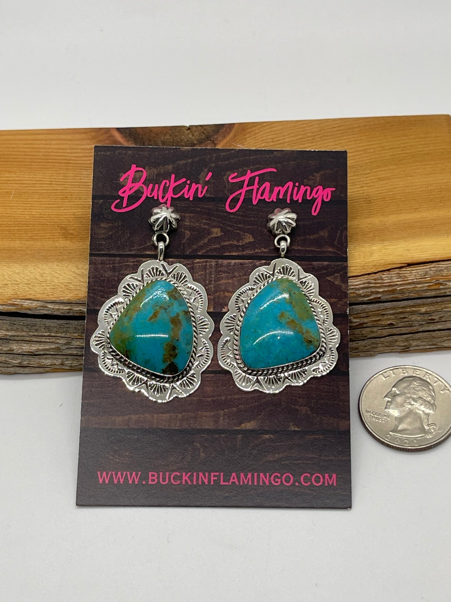 Turquoise Triangle Post Dangle Earrings by Phyllis Smith, Navajo