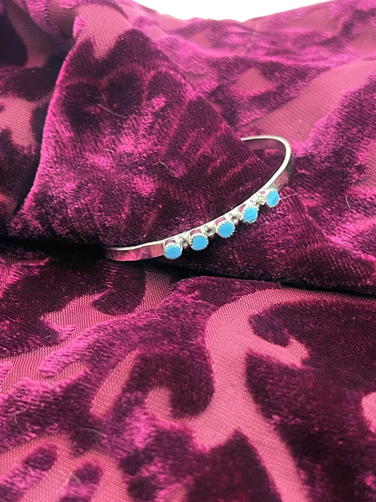 5 Stone Turquoise Baby Cuff by Mary Leekity, Zuni