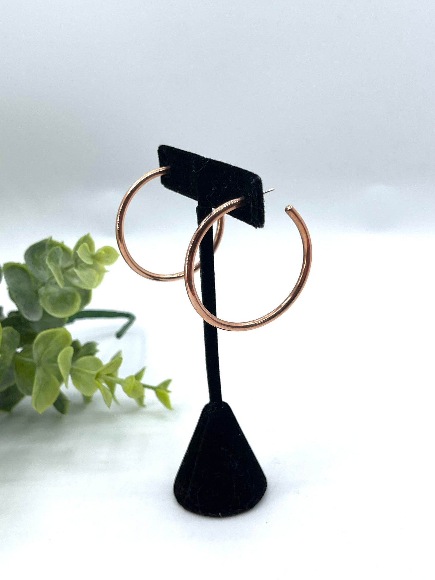 Round Wire Copper Hoop Earrings by Elaine Tahe, Navajo