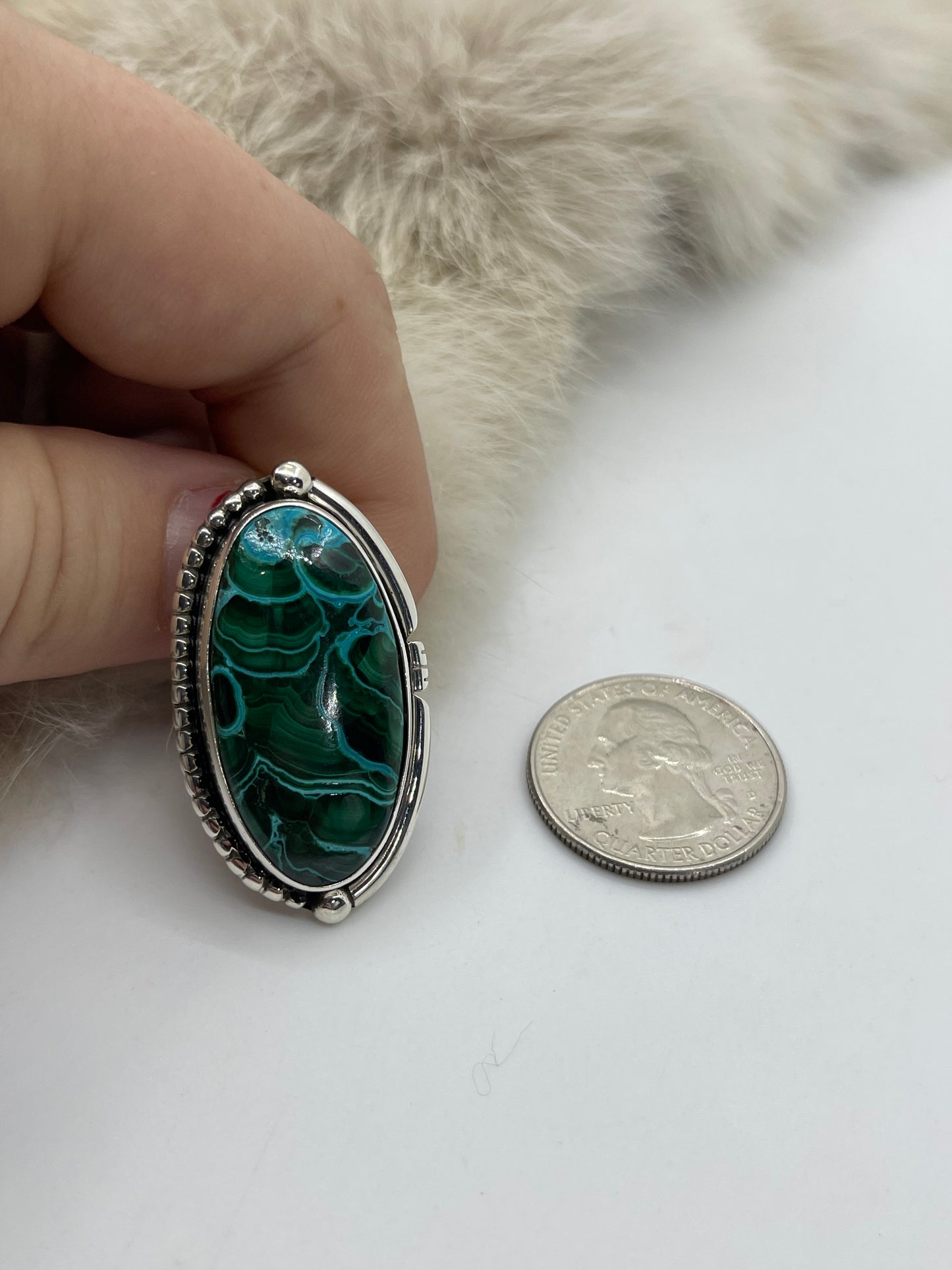7.0 Malachite Chrysocolla Oval Ring