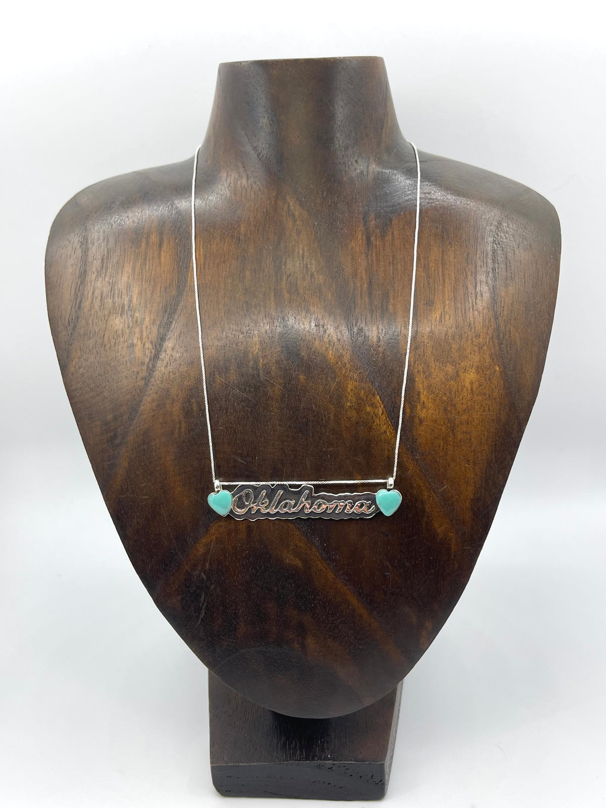 16” Oklahoma Necklace with Turquoise Hearts by Myra Benally, Navajo