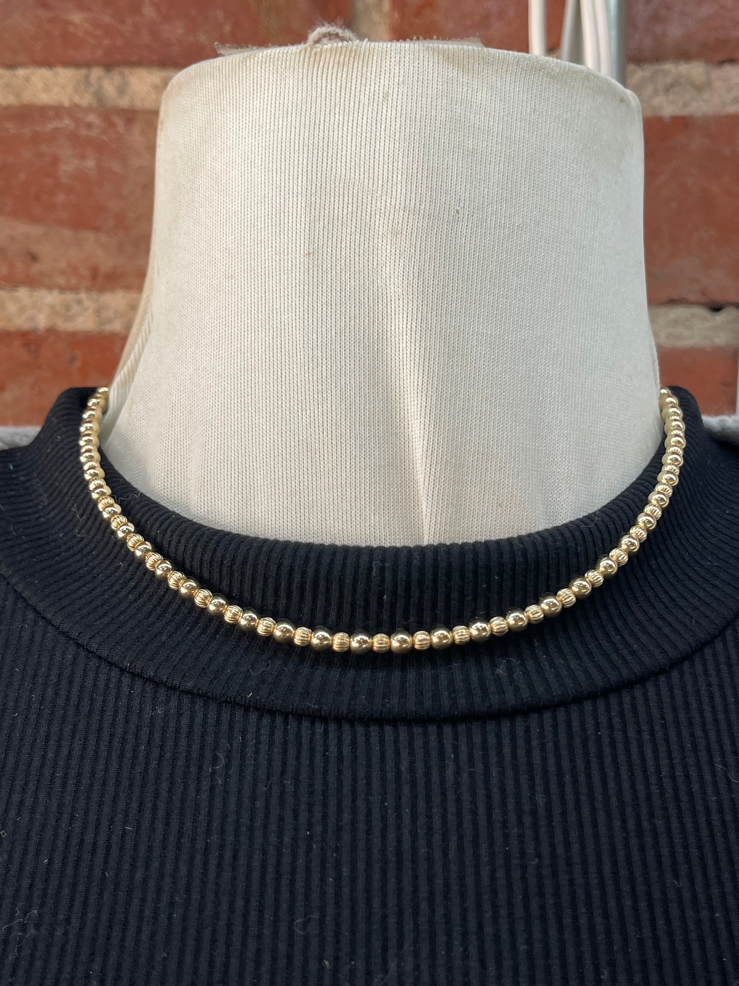 16"+2" 4mm 14k Gold Filled Beaded Necklace