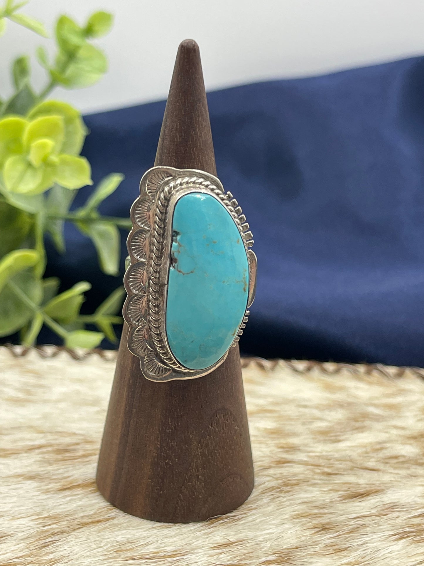 6.5 Kingman Turquoise Ring by John Nelson, Navajo