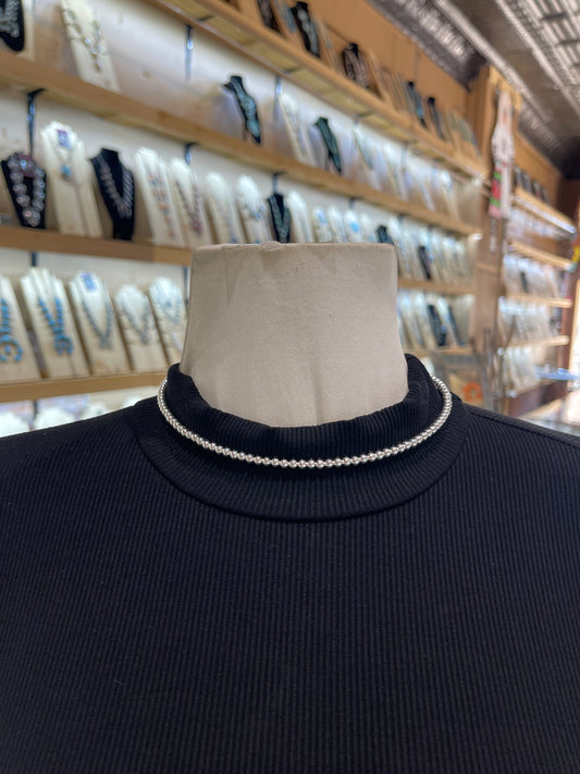 4mm Silverbead Memory Wire Choker by Lucinda Sardo, Navajo