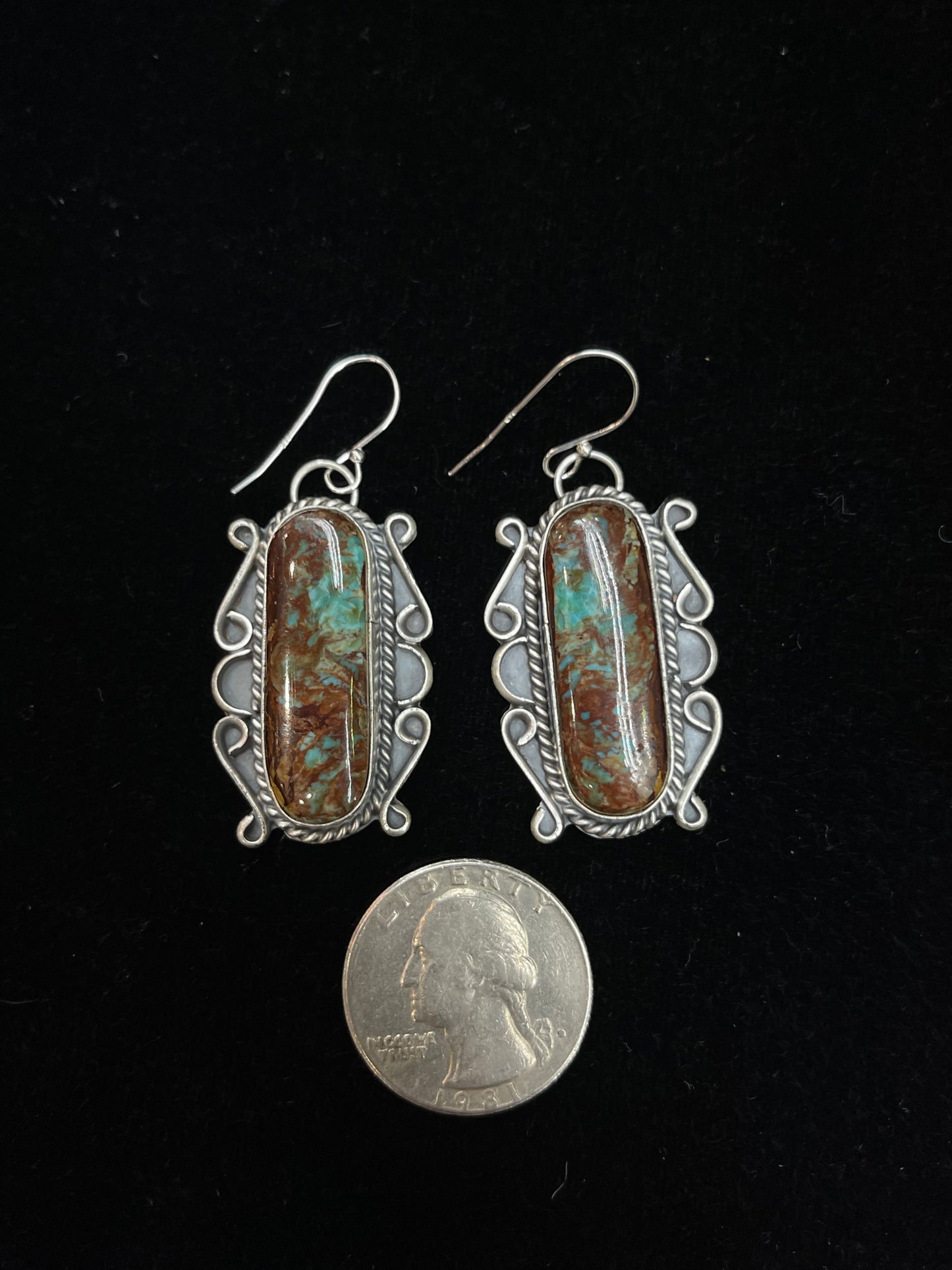 Thunderbird Turquoise Dangle Earrings by Terrell Nez SR., Navajo