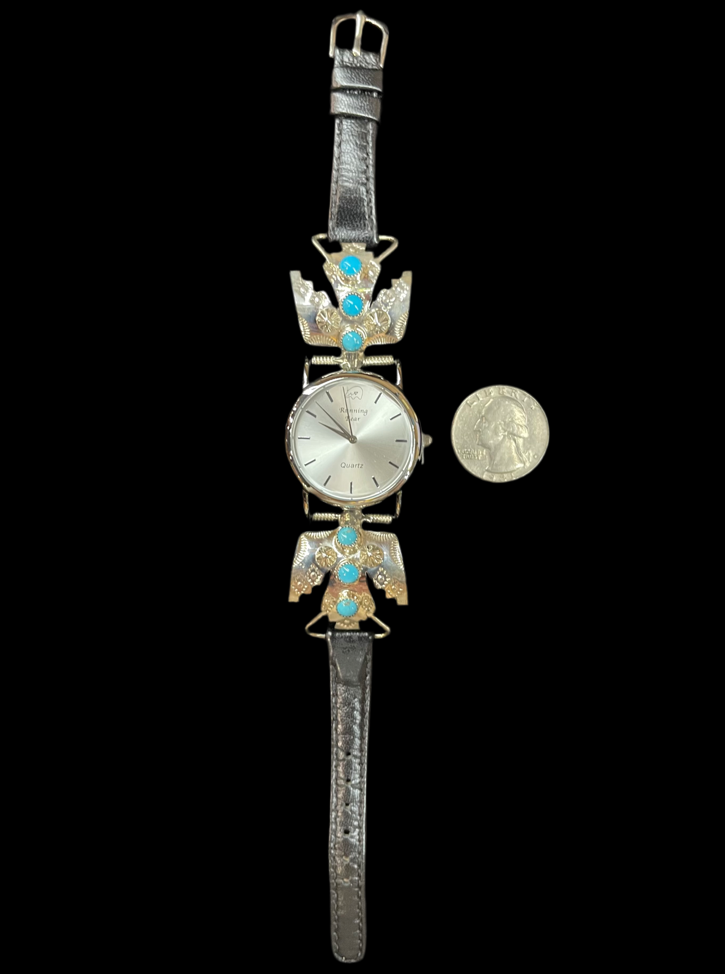 Sleeping Beauty Turquoise Thunderbird Wrist Watch by Daniel Dakai, Navajo