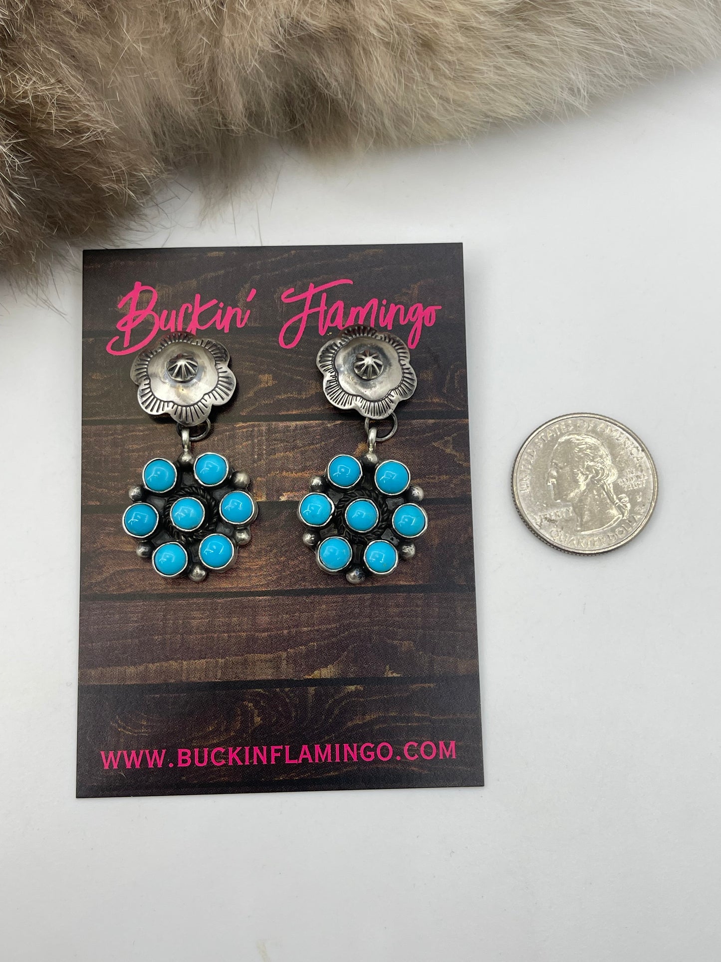 26" Blue Kingman Turquoise Squash Blossom & Earring Set by Kathlyn Yazzie, Navajo