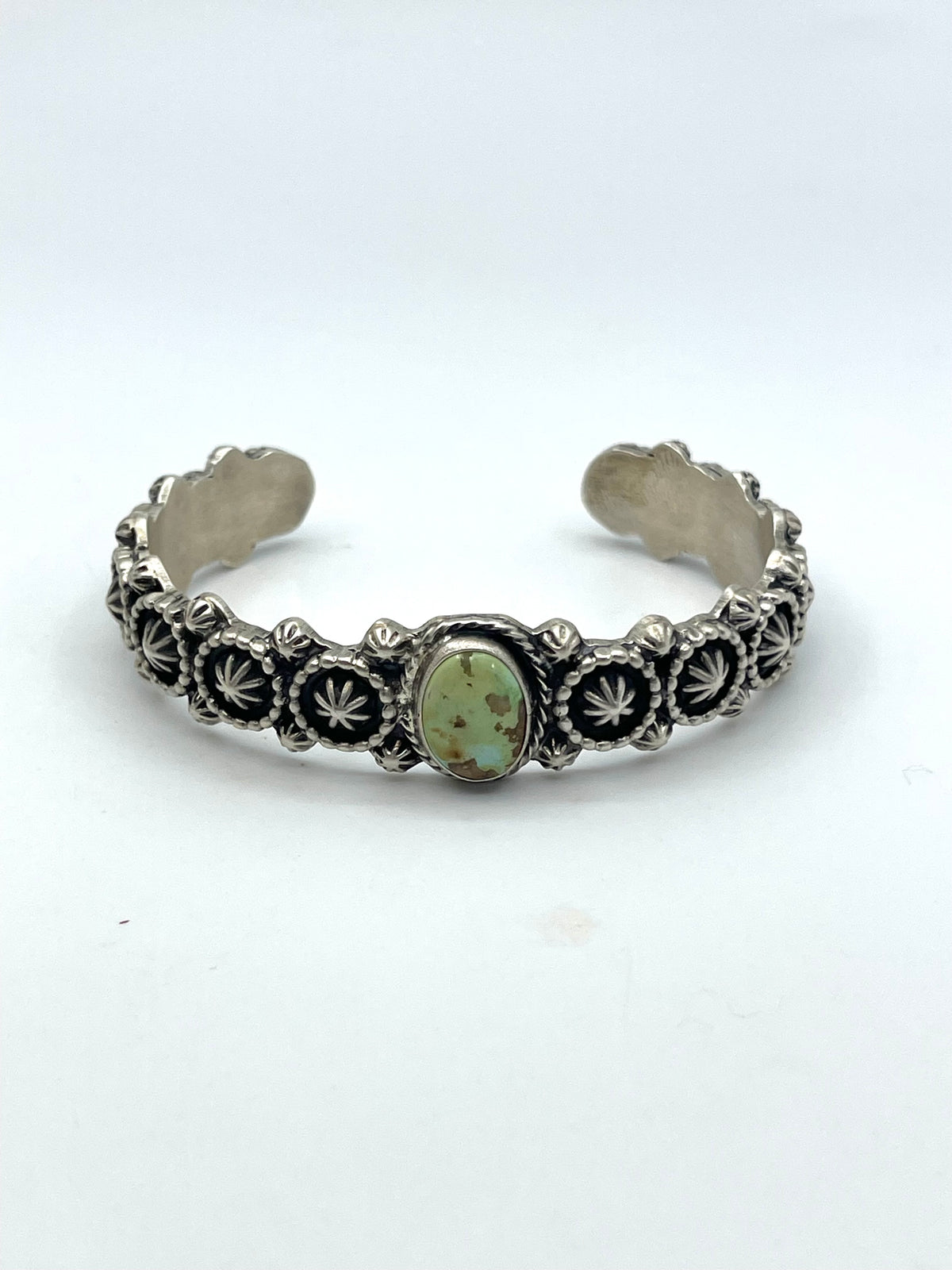 6.5" Heavy Silver Star Cuff with Sonoran Gold Turquoise by Bobby Platero, Navajo